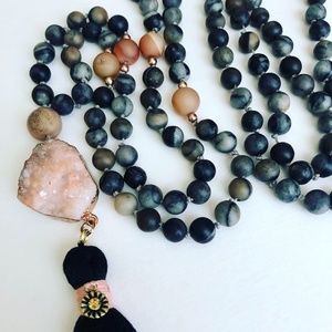 Druzy Stone Necklace and Bracelet Set